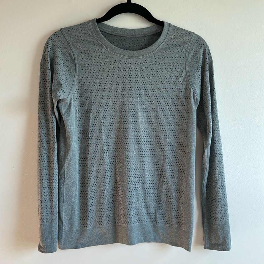 lululemon athletica Long Sleeve Perforated Crew - Gray